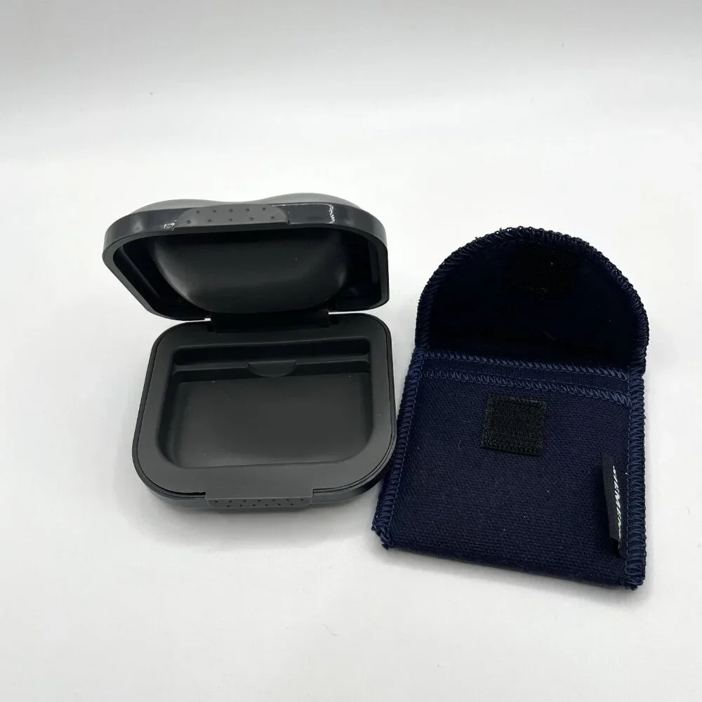 Siemens Hearing Aid Storage Case Lot Of 2 CASES ONLY Silver Hardshell, Blue Soft